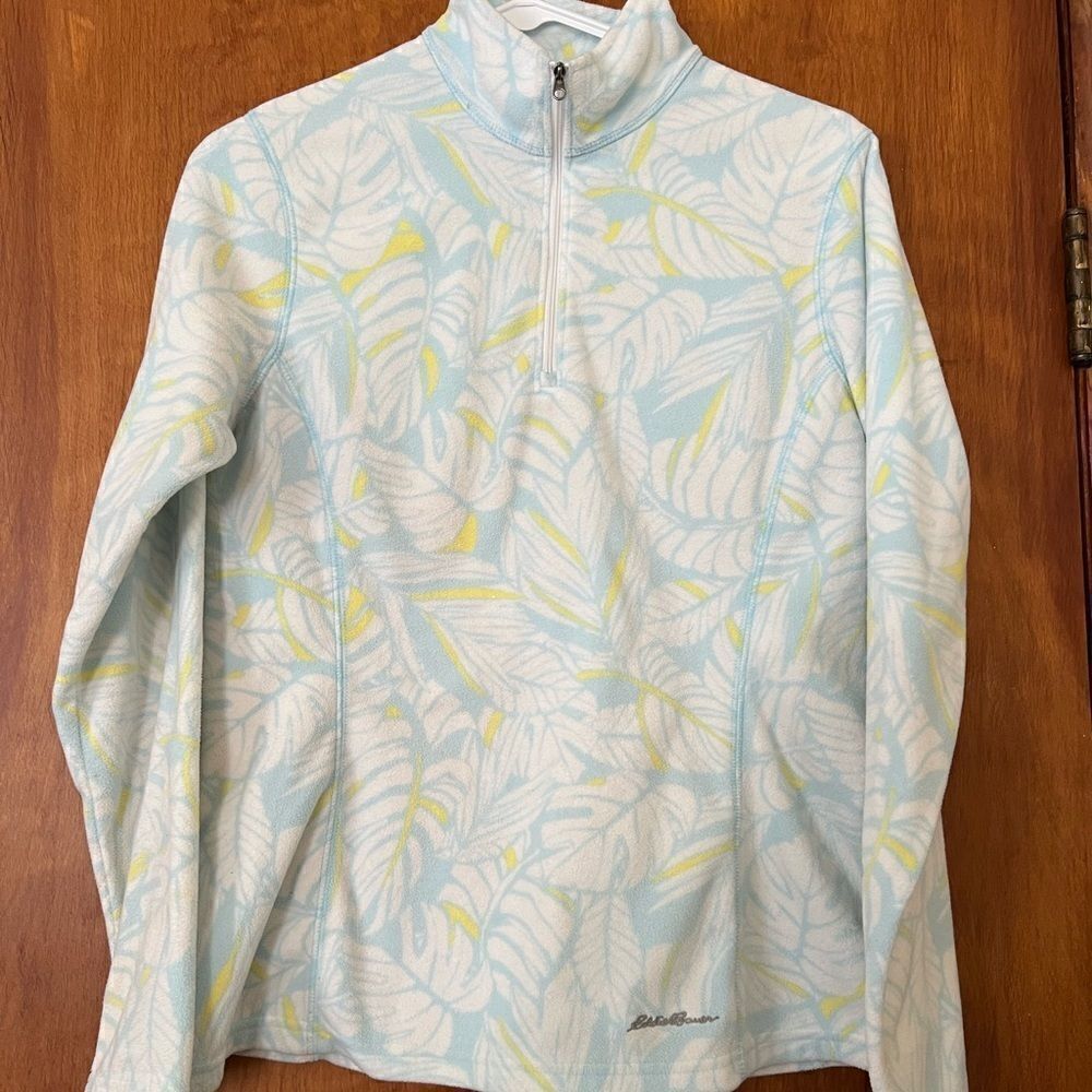 Eddie Bauer Palm Leaf Polar Fleece 1/4 Zip Size Small